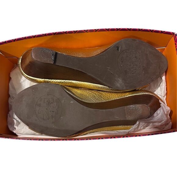 Like New Tory Burch Wedge peep toe Shoes - Picture 5 of 8